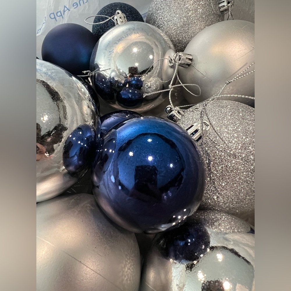 Elegant Silver and Blue Holiday Ornaments